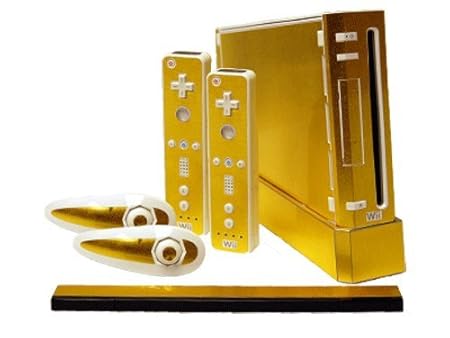 Nintendo Wii Skin - NEW - BRUSHED GOLD system skins faceplate decal mod