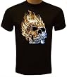 Flaming Skull T-shirt, Skeleton T-shirt, Motorcycle T-shirt, Chopper T-shirts, Biker T-shirts