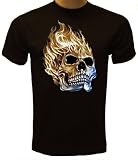 Flaming Skull T-shirt, Skeleton T-shirt, Motorcycle T-shirt, Chopper T-shirts, Biker T-shirts