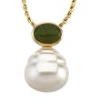 14K Yellow Gold Paspaley South Sea Cultured Pearl and Jade Pendant - 12.00mm