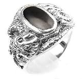 Sterling Silver Black Onyx Inlay Dragon Ring (size 9,10,11,12)