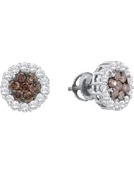0.76CTW COGNAC DIAMOND FLOWER EARRINGS