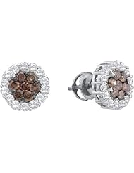 0.76CTW COGNAC DIAMOND FLOWER EARRINGS