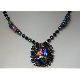 Dichroic Glass Pendant and Earrings Set