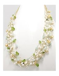 Japanese silk cord Fresh Water Pearls Necklace In Brass