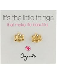 Dogeared "Its the Little Things" Gold-Plated Silver Lotus Post Earrings