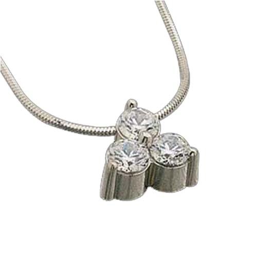 Three Stone Platinum Diamond Pendant with Chain