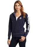 MLB Women's Detroit Tigers Steppin' Up Full Zip Marled Fleece Hoodie (Athletic Navy Marled, Small)