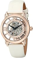 Stuhrling Original Legacy Lady Winchester Women's Automatic Watch with Rose Gold Dial Analogue Display and White Leather Strap 156.124W14