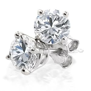 14K White Gold Round Diamond 4-Prong Stud Earrings (1/2ctw, J-K, I2-I3)