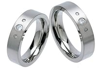 cBlue [Diamond] Titanium Three Stone Diamond Ring