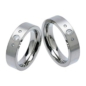 cBlue [Diamond] Titanium Three Stone Diamond Ring