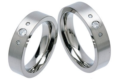 cBlue [Diamond] Titanium Three Stone Diamond Ring