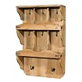 RUSTIC - Solid Wood 3 Shelf / 8 Hook Wall Rack
