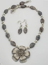 Multi-Color Grey Agate Necklace and Earrings Set