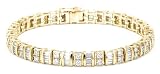  : 14k Yellow Gold Double Row Baguette and Round Diamond Tennis Bracelet (5 cttw, H-I Color, SI1-I2 Clarity), 7'