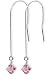 Stylish Pink Swarovski Crystal 925 Sterling Silver Threader Ear Wire String Earrings