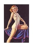 Redhead in Pink Satin One Piece Lingerie Pin Up Art Poster Print, 11x17