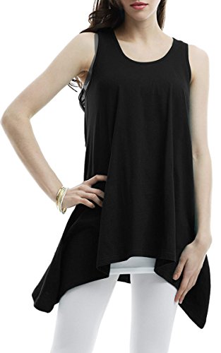 Women's Plus Vogue Wide Hem Design Top Shirts Tunic Sleeveless Summer Top