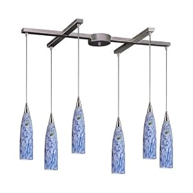 Lungo - 6 Light Kitchen Island Pendant Track Lighting Fixture - Brushed Nickel - Blue... by Elk
