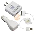 Retractable Hotsysnc & Charging USB Data Cable + USB Car Charger + USB Home Travel Charger for