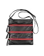 Fontanelli Black Zippered Italian Leather Flat Shoulder Bag