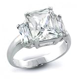 Bling Jewelry Designer Inspired Sterling Silver Emerald Cut CZ Engagement Ring - 6