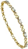 10k Gold Alternating Double Heart & Stone 6 3/4