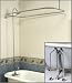Complete Satin Nickel Add-on Shower Combo Set for Clawfoot Tub - Faucet, Riser, Shower Rod, Drain, Lines