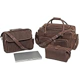 Maxam 3pc Brown Faux Leather Luggage Set