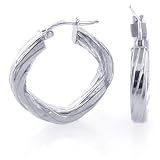 Sterling Silver Polished-Fluted V-Shape Hoop Earring