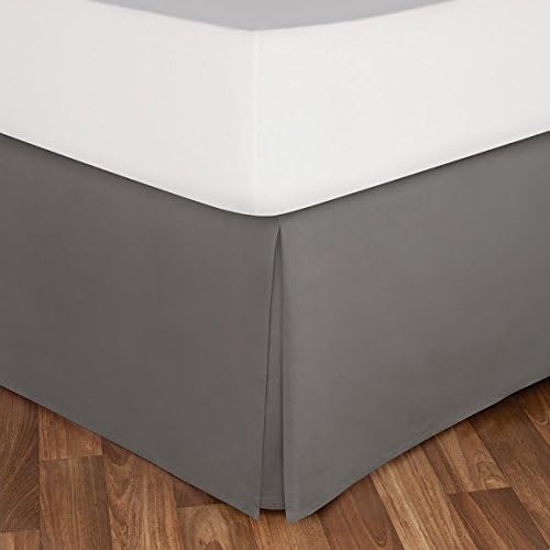 Sathi Bedding 300-TC Sateen 1-PC Luxury Split Corner Tailered Bed Skirt King / Eastern King Solid Elephant Grey 20'' Inches Drop Length 100% Egyptian Cotton