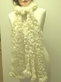S703im, Hand Crocheted Ivory Mohair Large 11x72 Scarf to Wear in Very Cold Weather
