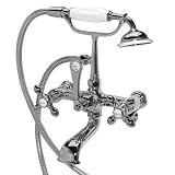 American Bath Factory F1-1120-CH-F9-9400-MX-CH F1-1120 Wall Mount Bathtub Faucet, Metal Cross Handle