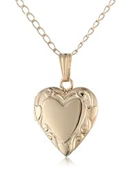 Childrens 14k Gold-Filled Embossed Edge Heart Locket Necklace, 15"