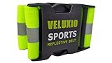Reflective Belt For Safety by Veluxio - Elastic and Lightweight Recommended For Running Jogging Biking Walking Cycling - Yellow Reflective Band is Secure on Sports Gear or Clothing - Comes with 100% Money-Back Satisfaction Guarantee.