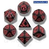 Carved Dragon Dice Set (Black and Red)