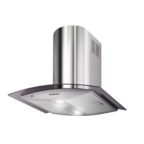100cm Stainless Steel Smoke Glass Curved Cooker Hood FREE Vent Kit P707.10-S