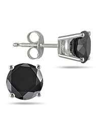 2 Carat Black Diamond Stud Earrings in 14k White Gold