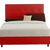 IMAGE OF Button Tufted Bed in Red Size: Twin