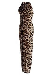 Sexy Sheath Leopard Print Halter Sleeveless  Dress