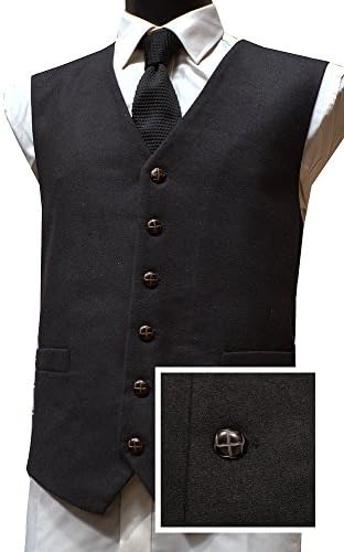Classic Worsted Wool Handle Traditional Style Waistcoat - Black