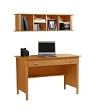 Maple Contemporary Computer Desk with Wall Hutch JWA105