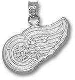 Detroit Red Wings Solid Sterling Silver Logo 5/8'' Pendant