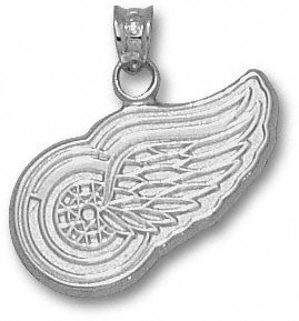 Detroit Red Wings Solid Sterling Silver Logo 5/8'' Pendant