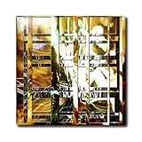 Light painting with two cages in front of black - white - green and rust - 4 Inch Ceramic Tile