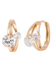 Jewelry: Romantic Time Womens Hands of Gemstone Modern Architecture Style 18k Rose Gold Plated Hoop Earrings - Romantic time