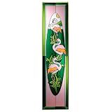 Pink Flamingos Vertical Art Glass Panel Wall Hanging Suncatcher 42 x 10