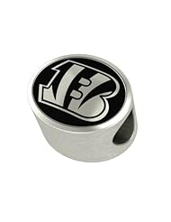 Cincinnati Bengals NFL Jewelry and Bead Fits Most European Style Bracelets. High Quality Bead in Stock for Immediate Shipping
