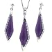 Necklace Earring Jewelry Set Silver Swarovski Purple Crystal Amethyst February Birthstone CZ in Gift Box Bucasi SALE